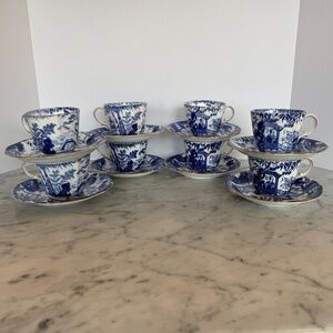 Royal Crown Derby Blue Mikado tea cup and saucer set. 1930s chinoiserie EUC.